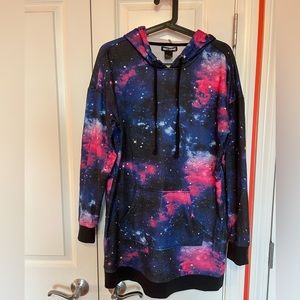 Hot Topic Galaxy sweatshirt drawstring hoodie dress XL